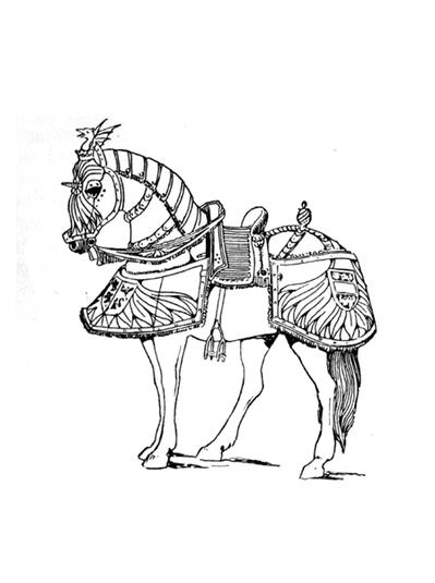 399x535 Armored Horses Coloring Page
