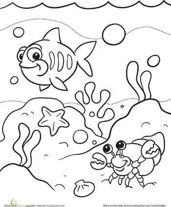 350x424 Under The Sea Coloring Page Worksheets, Ocean Crafts And Craft