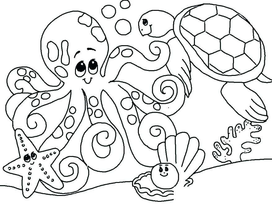 878x659 Astonishing Sea Creatures Coloring Pages