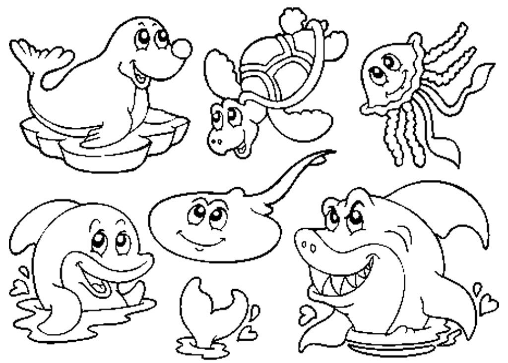 1024x733 Sea Animals Printable Coloring Pages Free Sea Creature Coloring