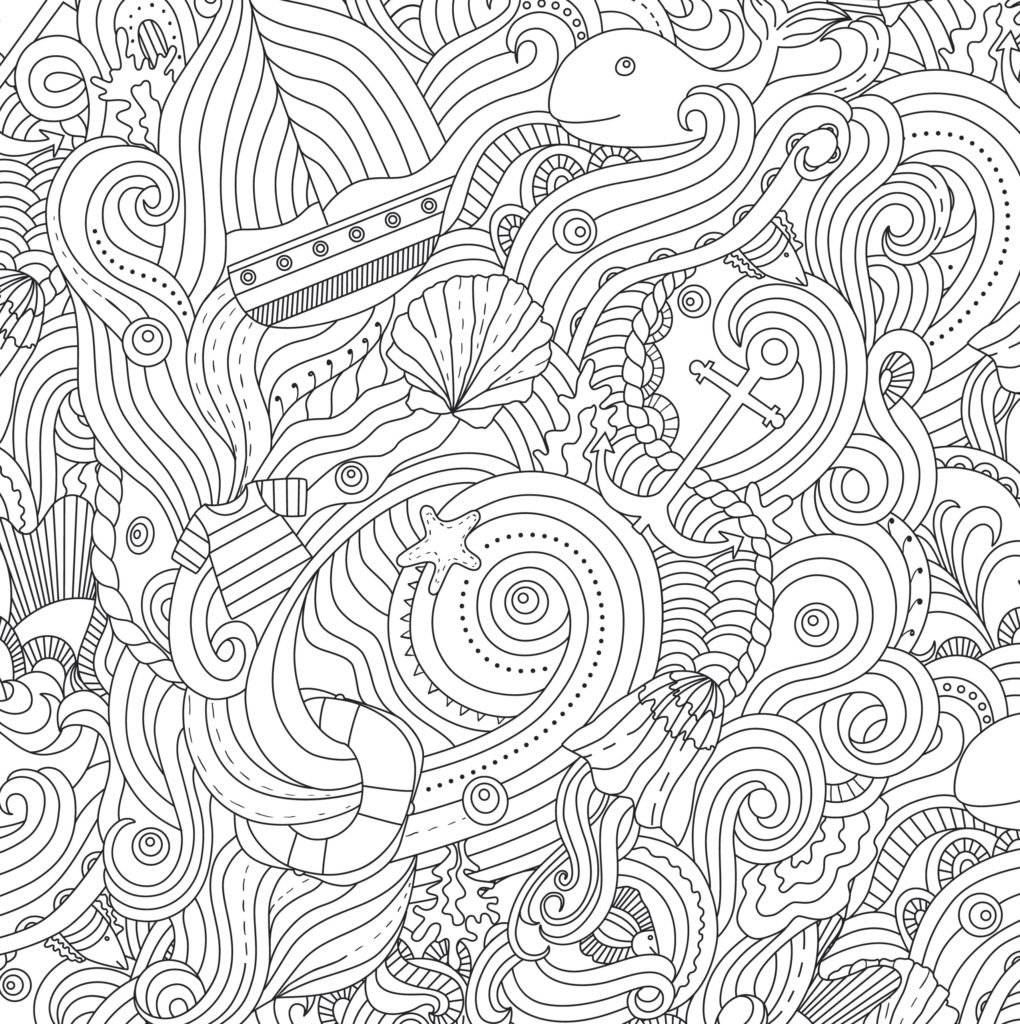 1020x1024 In Ocean Coloring Pages For Adults