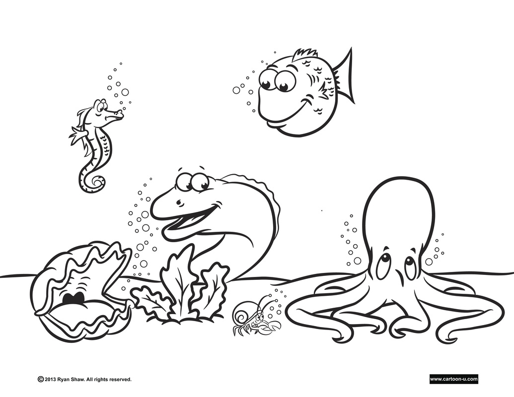1035x800 Underwater Scene Coloring Pages