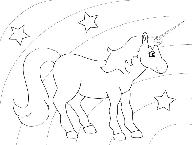 736x557 Unicorn And Rainbow Coloring Pages