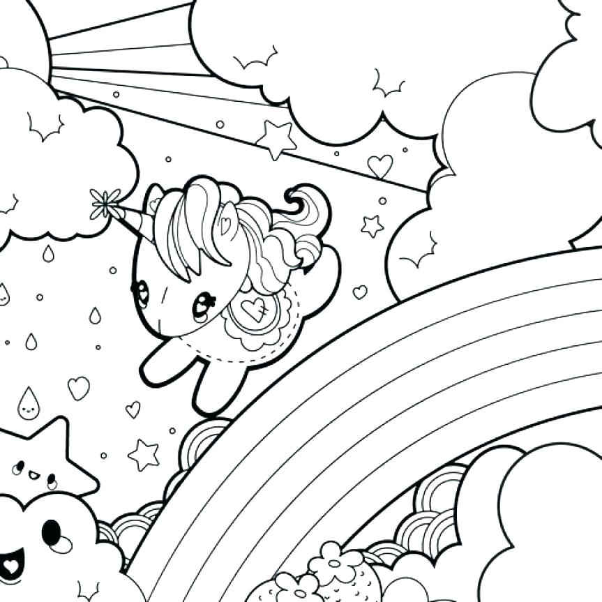 863x863 Unicorn Rainbow Coloring Pages