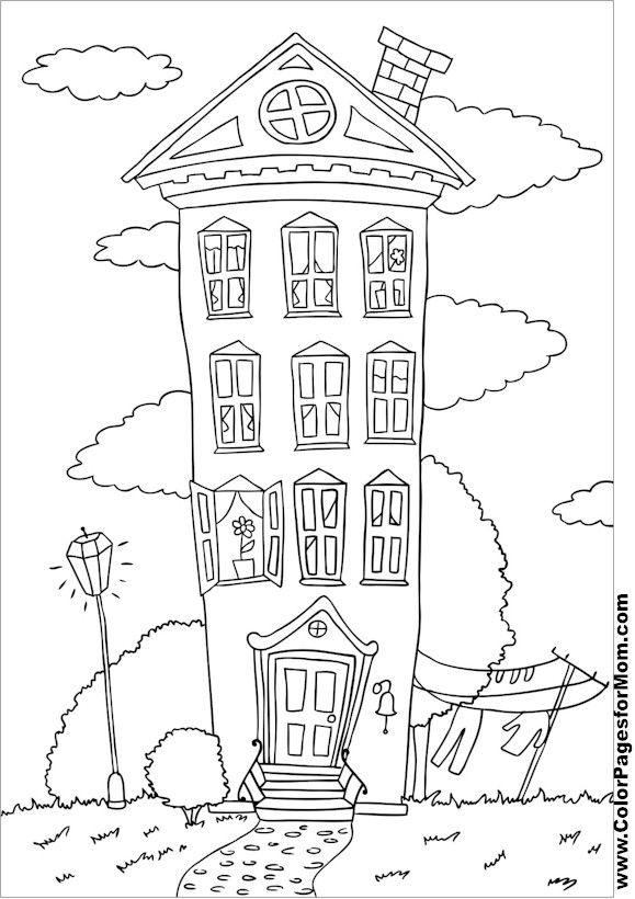 579x820 House Coloring Page Free Sample Join Fb Grown Up Coloring