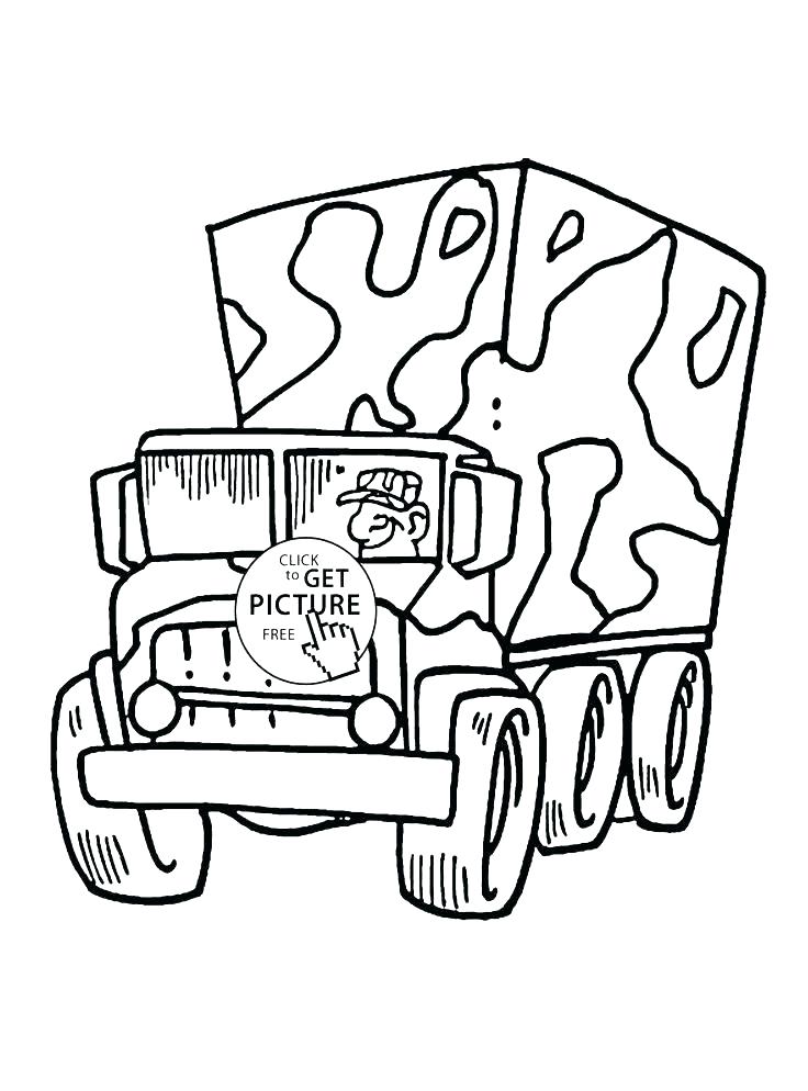 736x994 Free Printable Truck Coloring Pages Download Also Army Truck