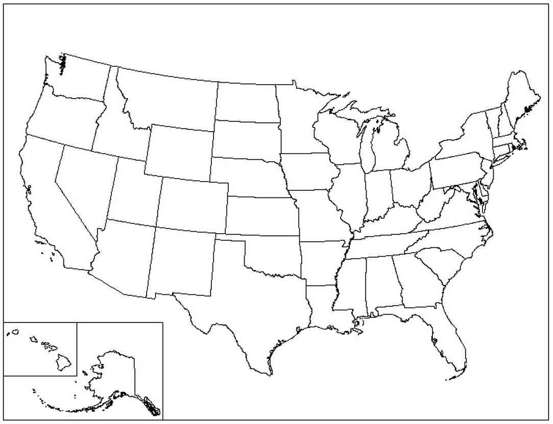 1083x831 Blank Us Map Coloring Page United States Thempfa Org Within