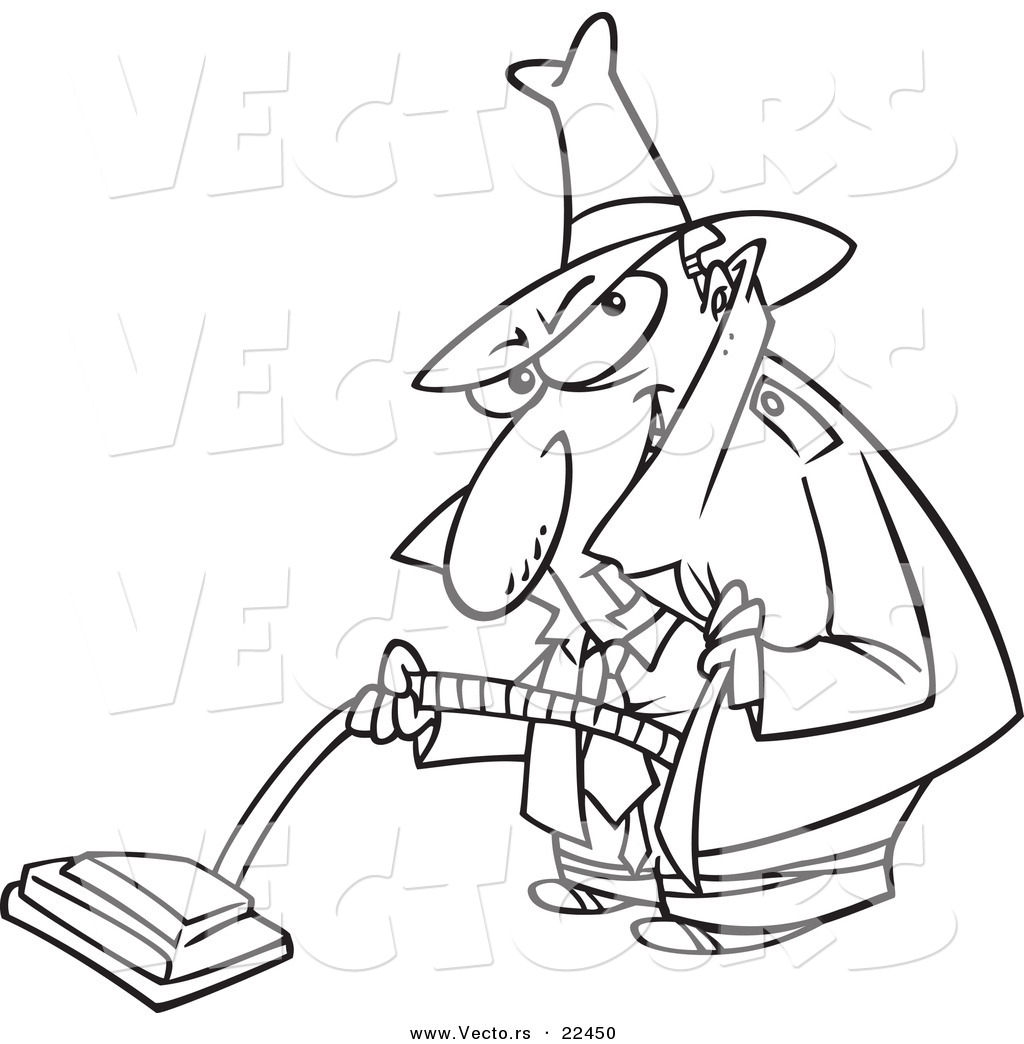 1024x1044 Vector Of A Cartoon Sneaky Man Using A Vacuum