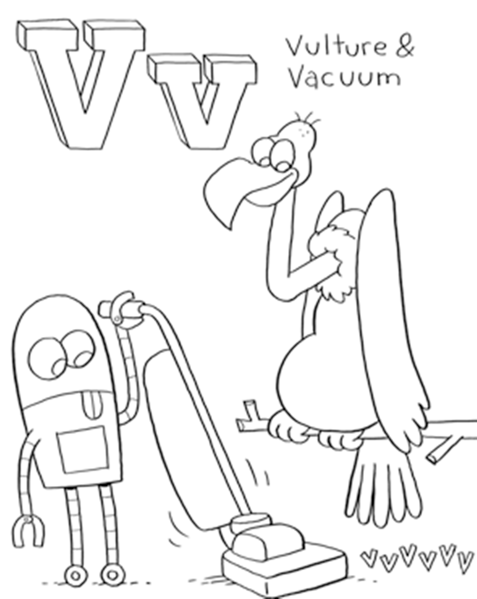950x1191 Vulture And Vacuum Alphabet Coloring Pages Alphabet Coloring