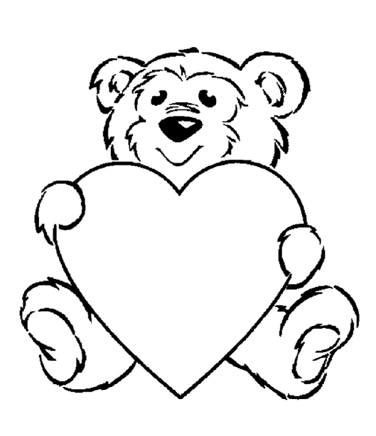 529x614 Valentine's Day Bear Coloring Page Coloring Book