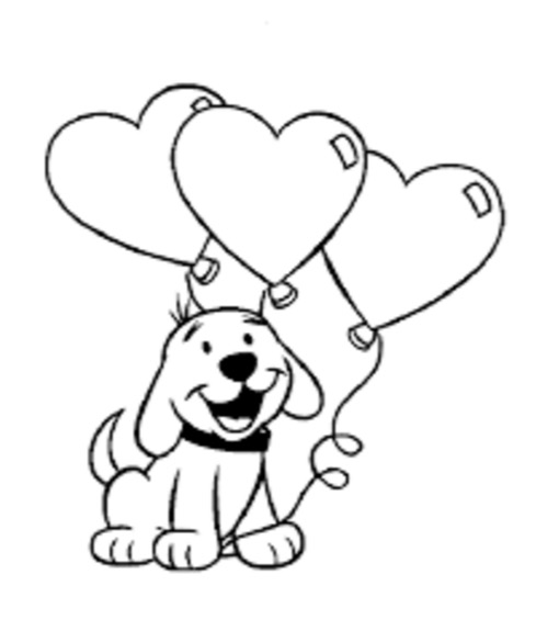 510x585 Valentine Day Dog Coloring Page Coloring Book