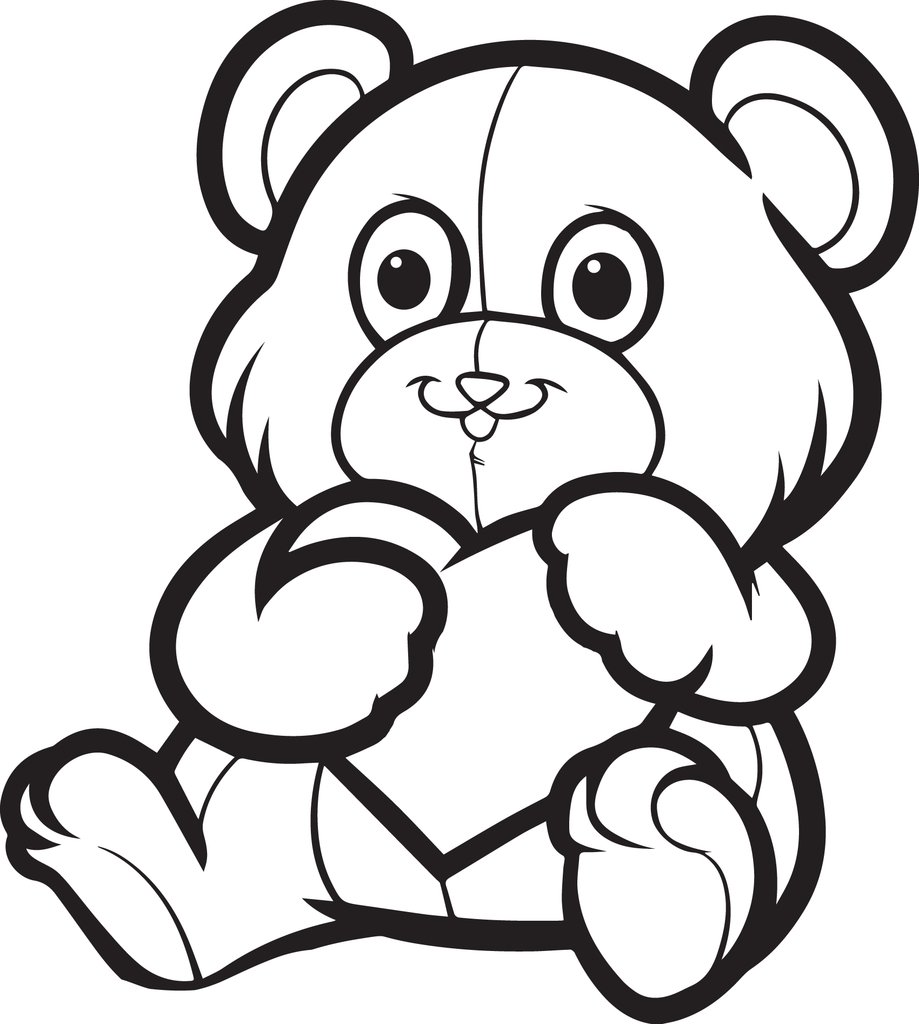 919x1024 Free, Printable Valentine's Day Teddy Bear Coloring Page For Kids