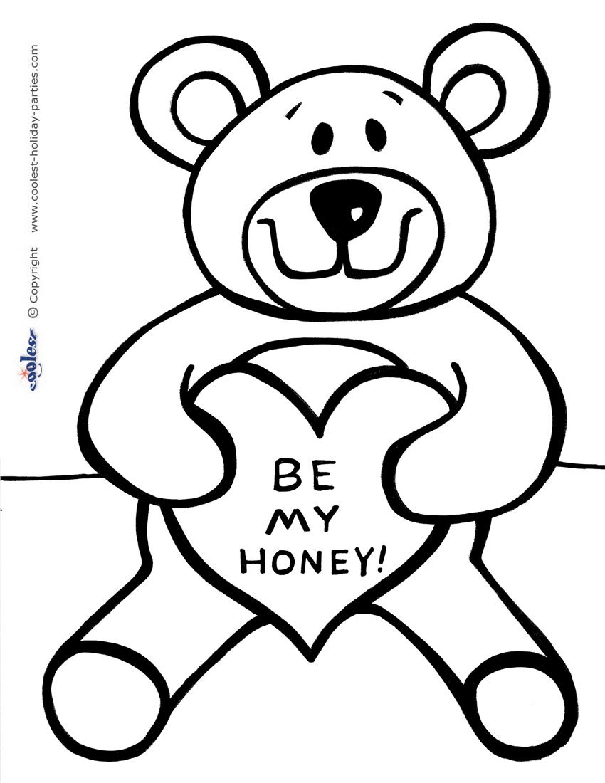 850x1100 Printable Loveable Teddy Bear Valentines Coloring Pages