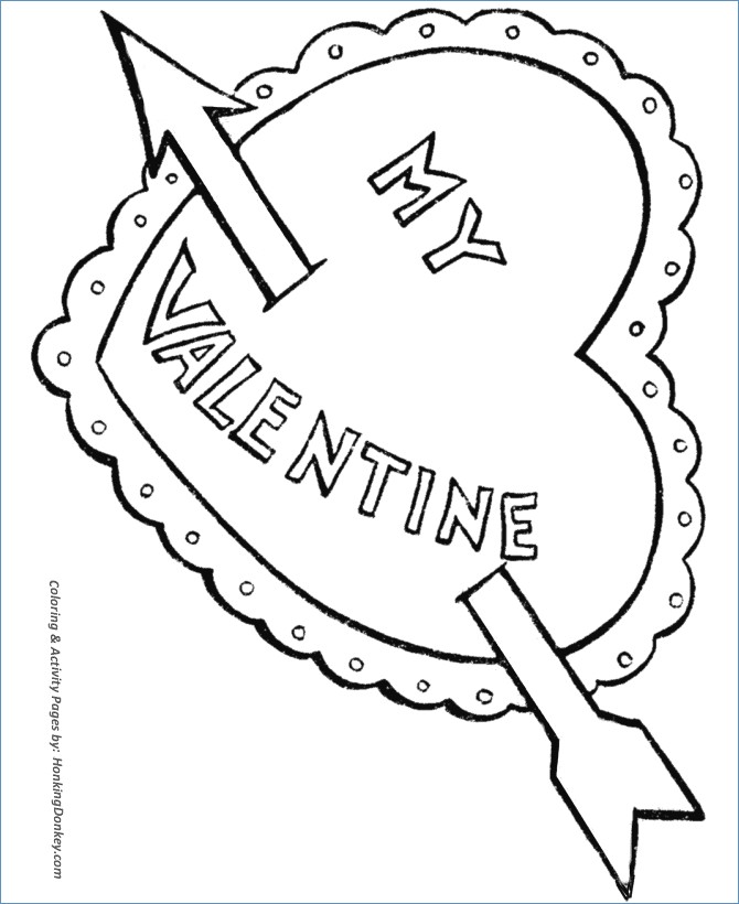 670x820 Valentine Heart With Arrow Coloring Pages