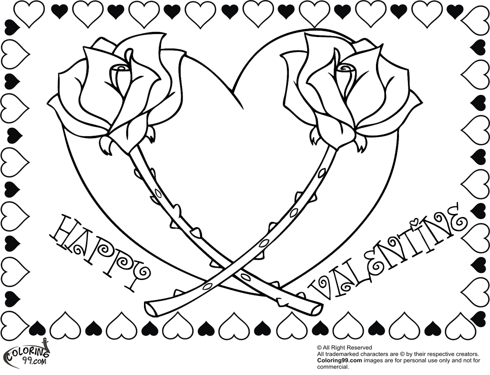 980x750 Valentine Rose Coloring Pages