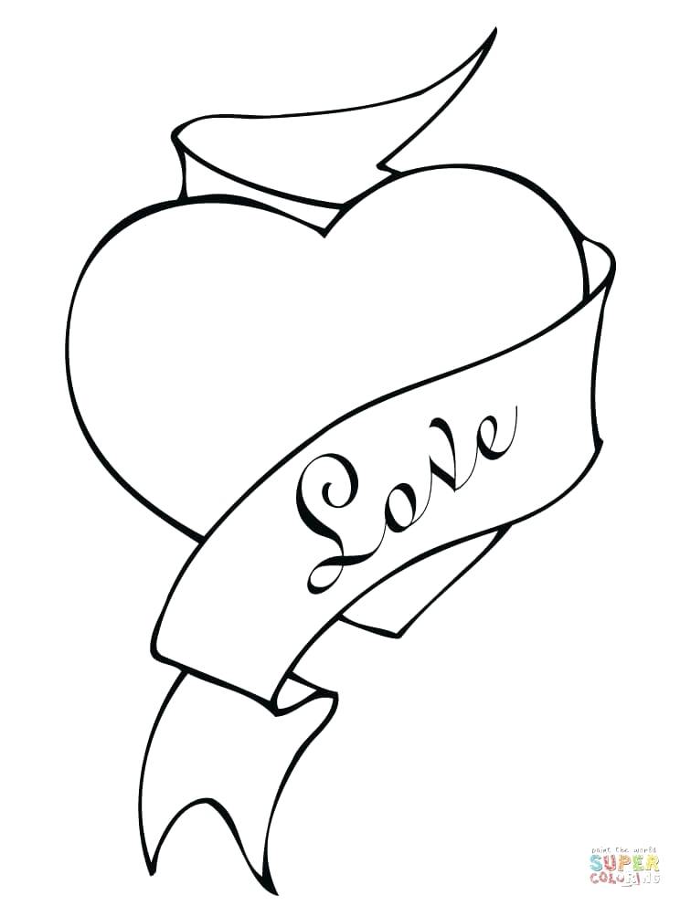 744x992 Heart And Roses Coloring Pages Valentine Day Hearts Sheets