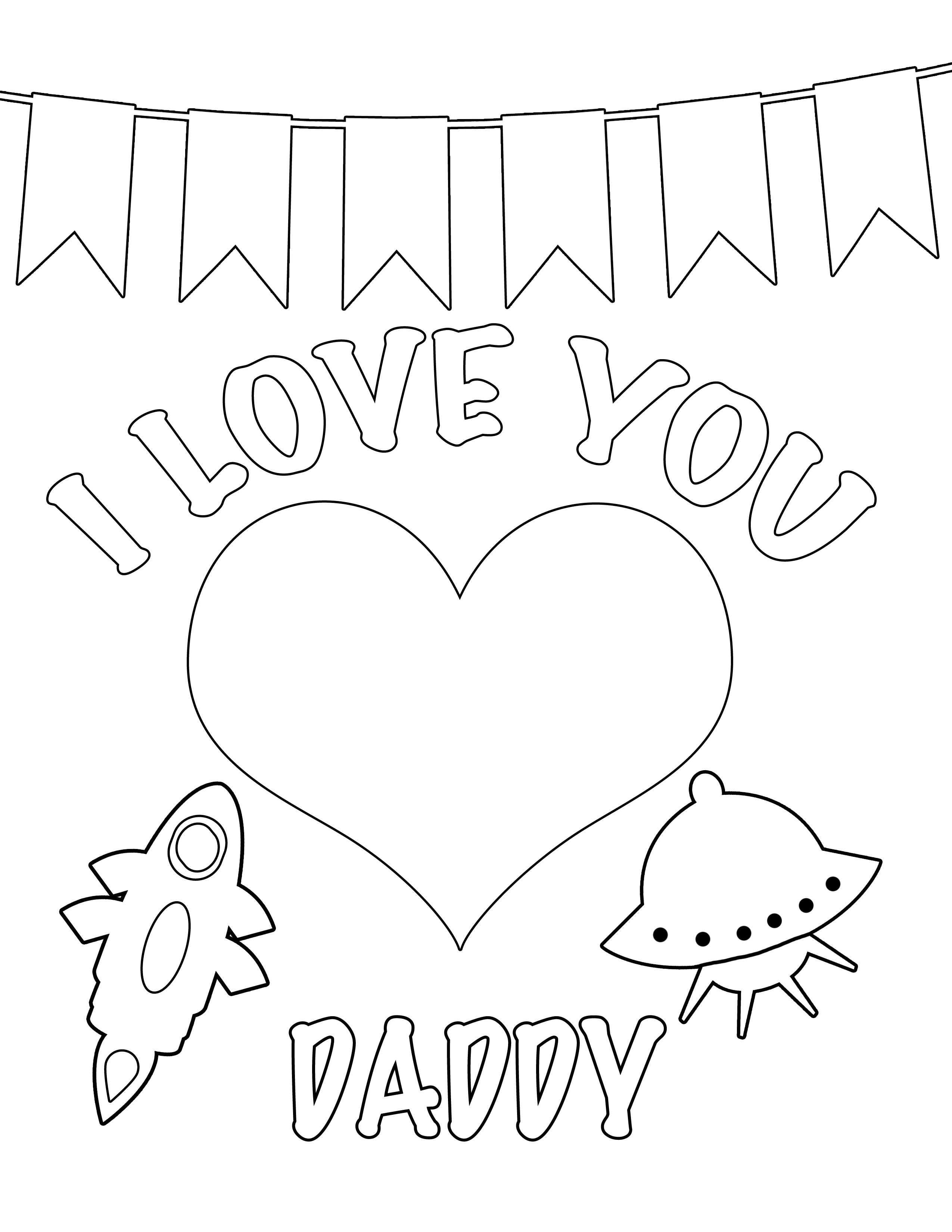 2550x3300 Special Printable Valentines To Color I Love You Daddy Coloring