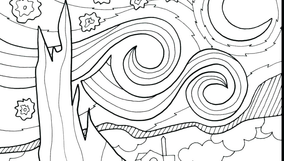 960x544 Starry Night Coloring Page Coloring Page Coloring Page Famous