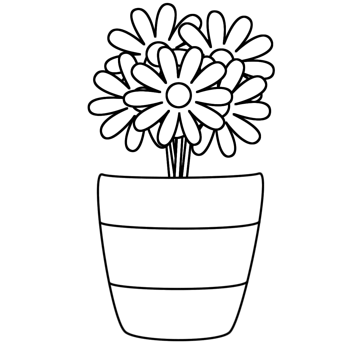 1200x1200 Vase With Flowers Coloring Page