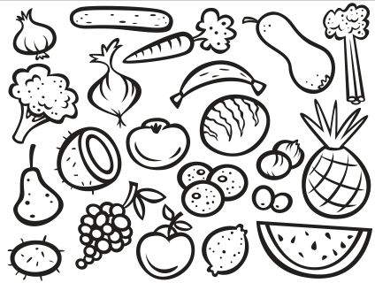 424x320 Fruits And Vegetables Coloring Pages Fruit And Vegetable Coloring