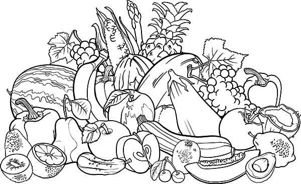 600x366 Fruit And Vegetable Coloring Pages Fruit And Vegetables Coloring