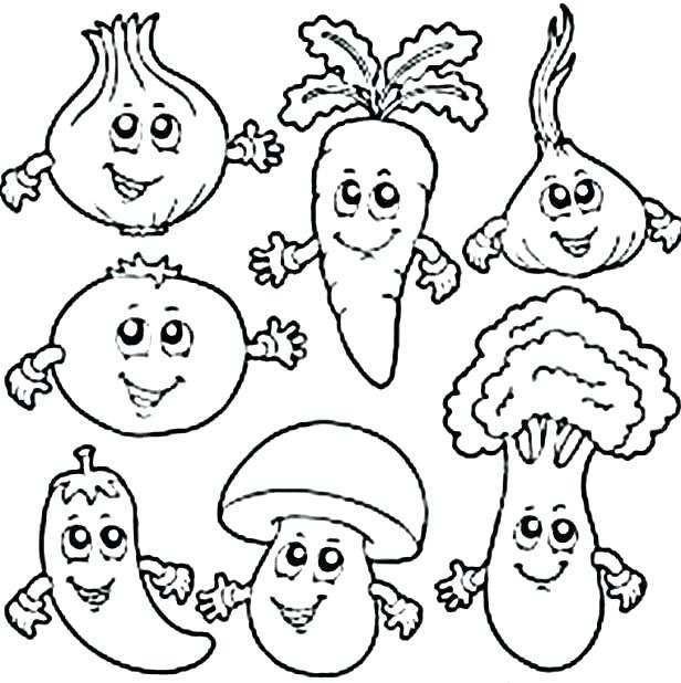 616x618 Fruit And Vegetable Coloring Pages Largest Vegetables Coloring
