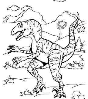 290x327 Velociraptor Colouring Page Coloring Pages Kids