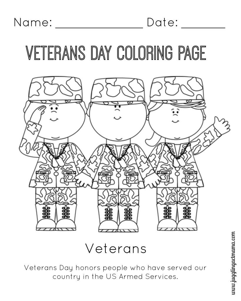 819x1024 Veterans Day Coloring Sheet
