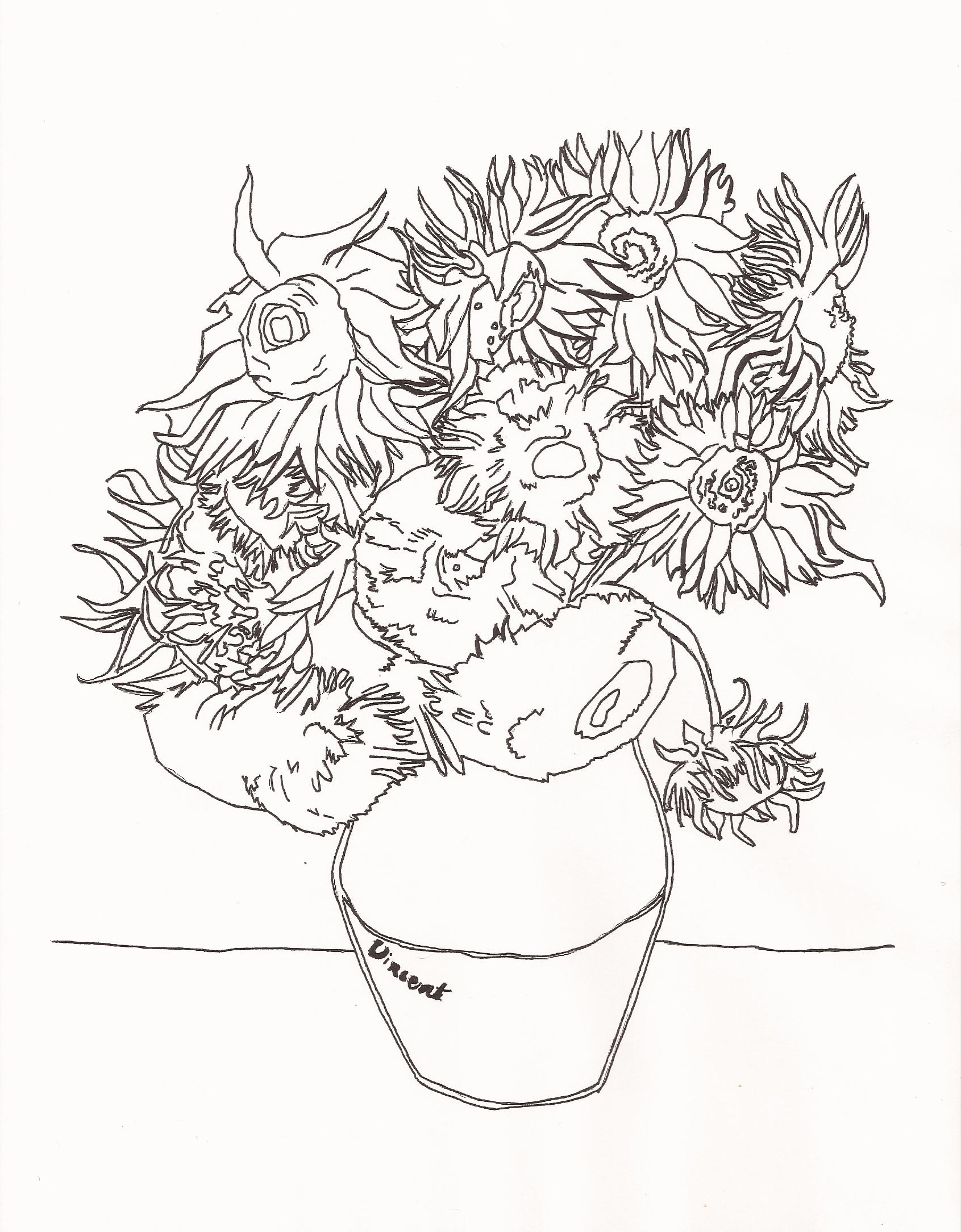 1691x2169 Vincent Van Gogh Coloring Pages Gallery