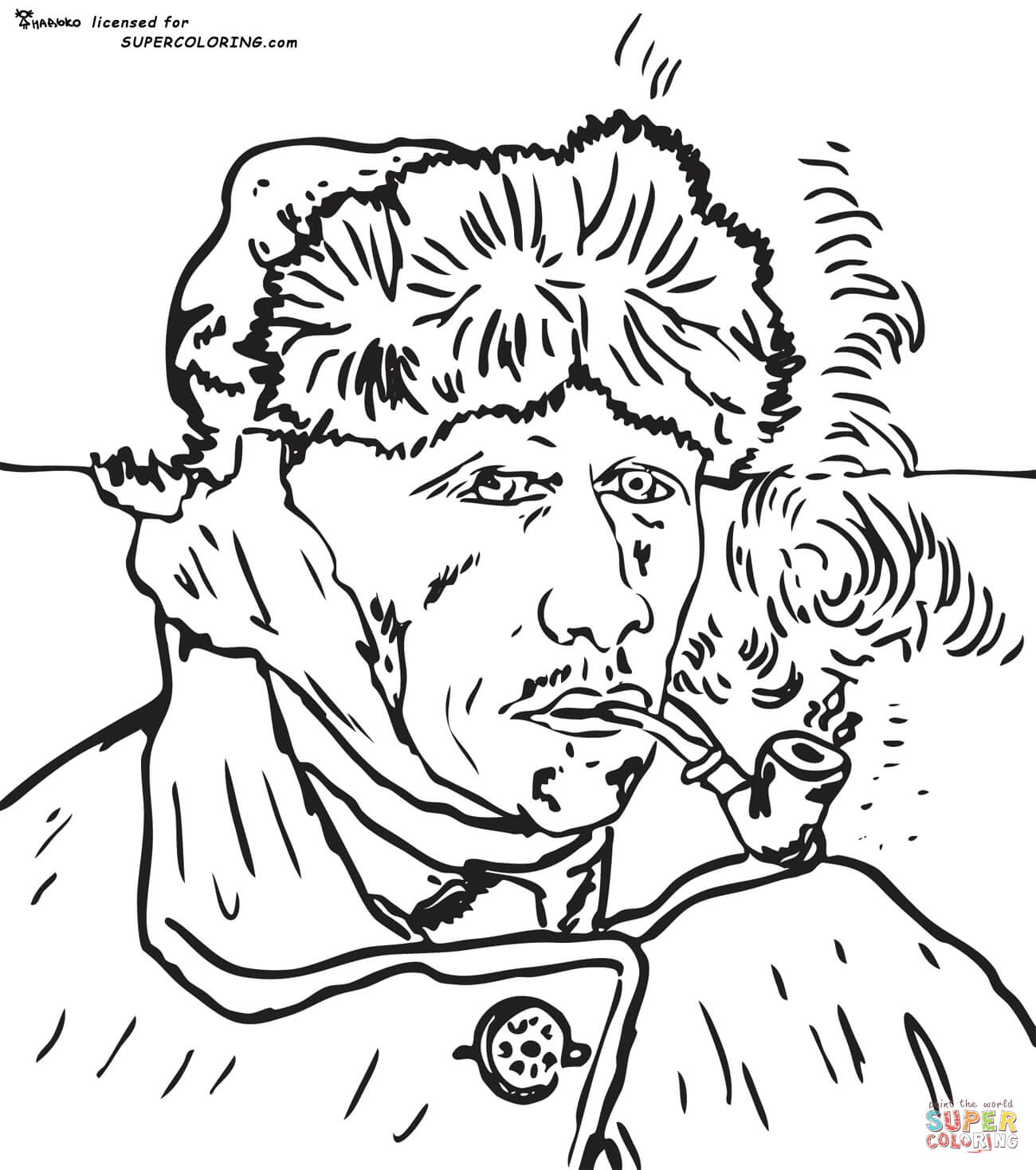 1300x1468 Self Portrait With Bandaged Ear Vincent Van Gogh Super Coloring