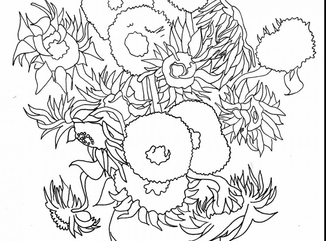 1080x800 Impressive Vincent Van Gogh Sunflowers Coloring Page With Art