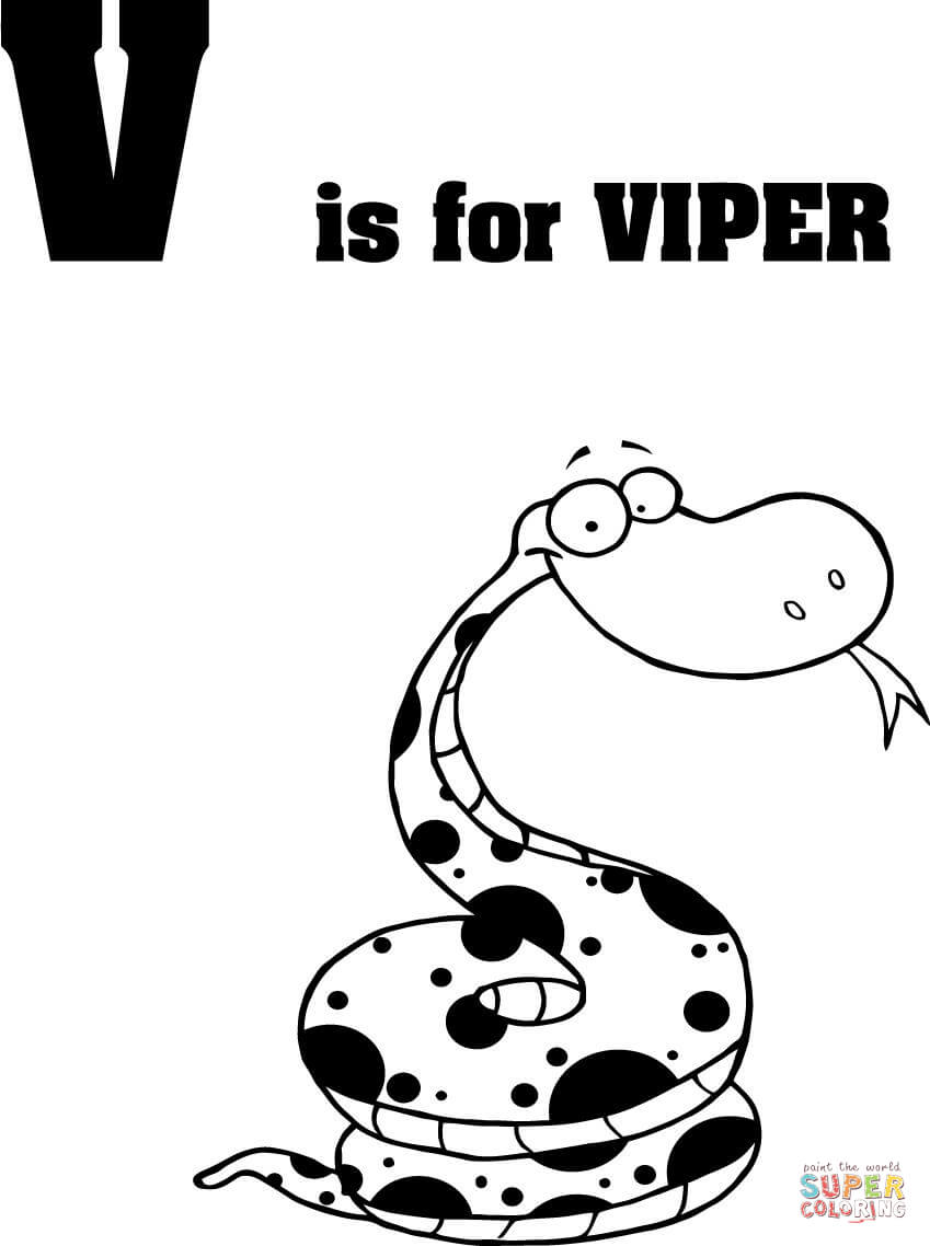 849x1138 Letter V Is For Viper Coloring Page From Learn English Alphabet