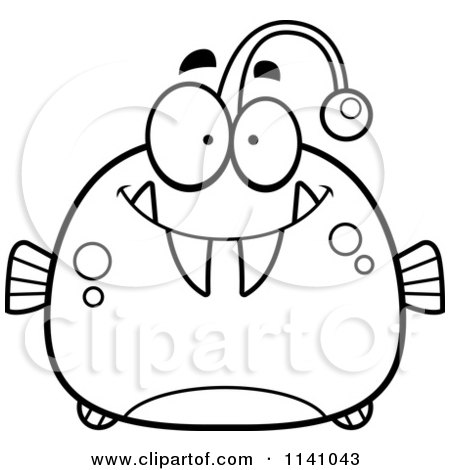 450x470 Cartoon Clipart Of A Black And White Happy Smiling Viperfish