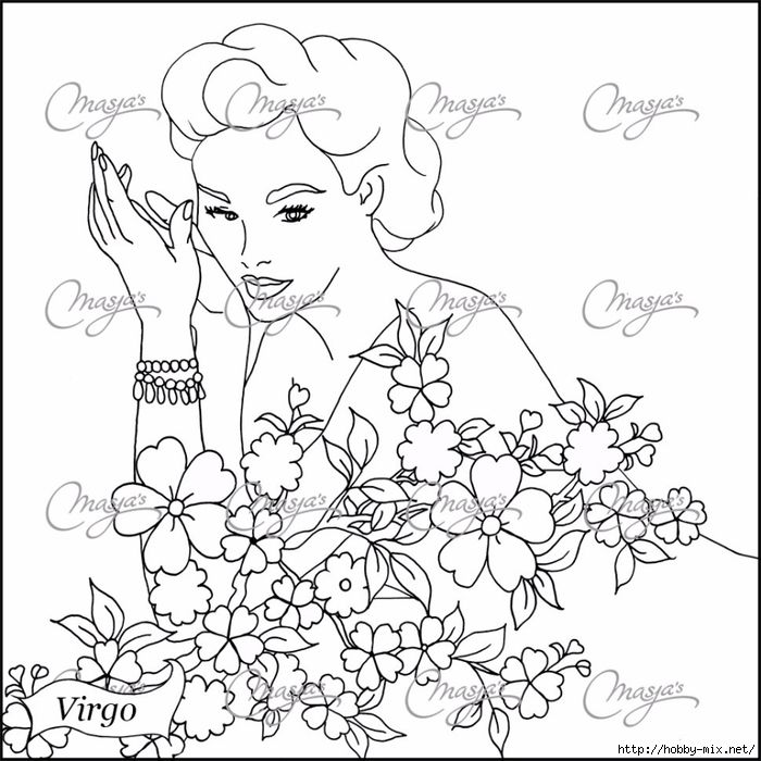 700x700 Virgo Coloring Pages Colouring Adult Detailed Advanced Printable