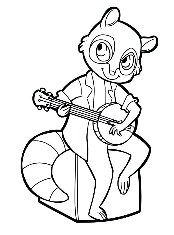 600x813 Online Coloring Pages Raccoon Playing Banjo Coloring Page Online