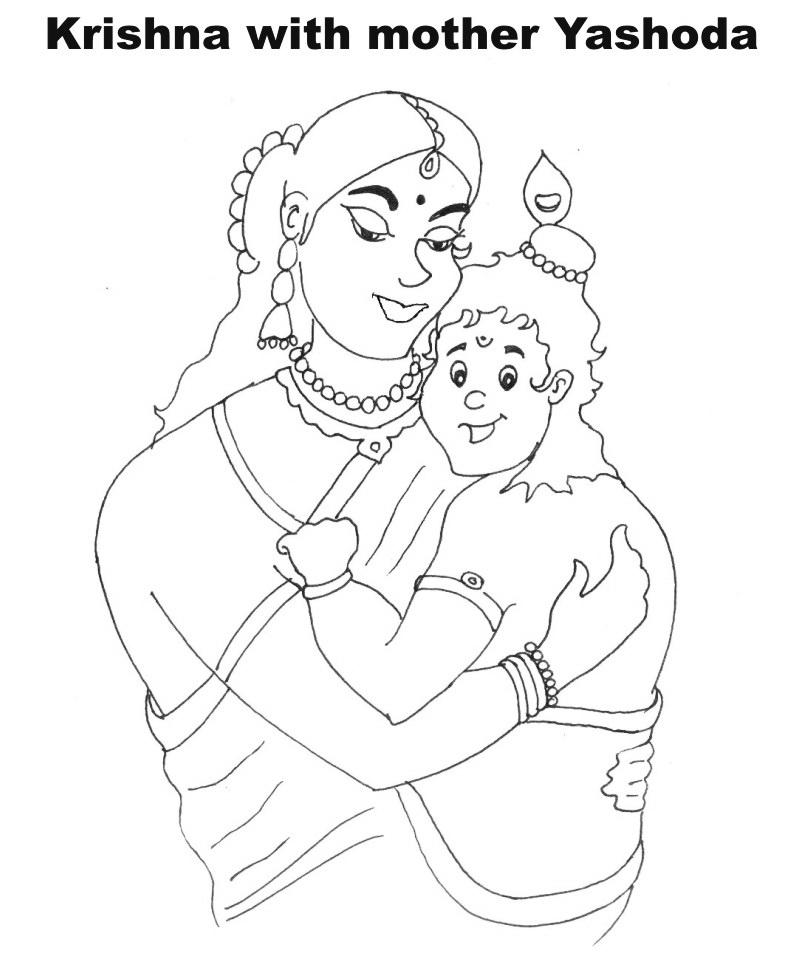 800x959 Shri Krishna Janmashtami Coloring Page For Kids