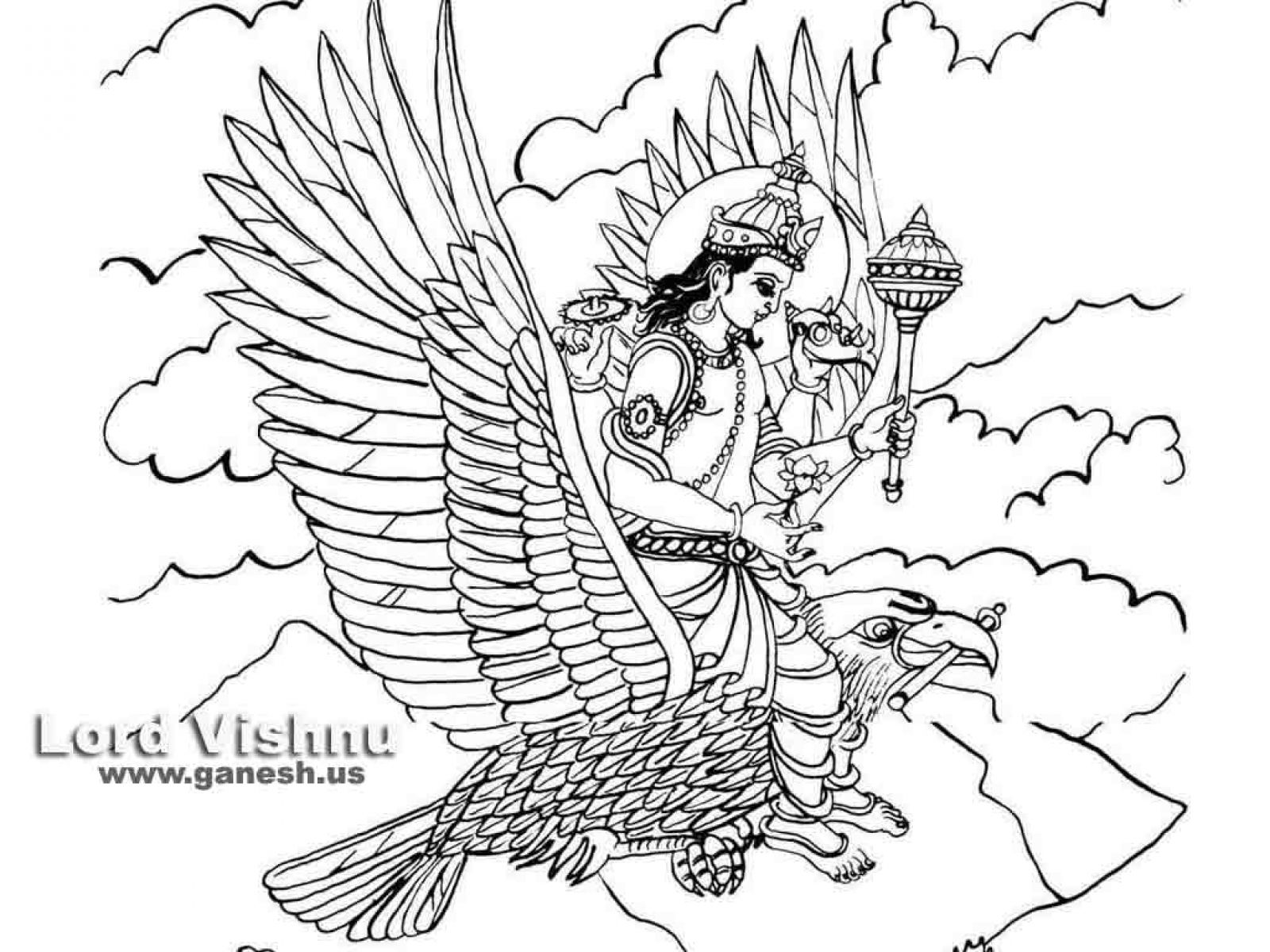 Vishnu Krishna Drawing Hindu Outline Lord Gods Coloring Drawings Pencil ...