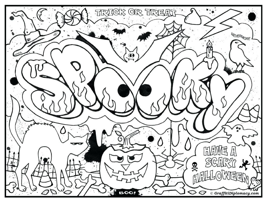 1021x768 Halloween Vocabulary Coloring Pages More Free Graffiti Coloring