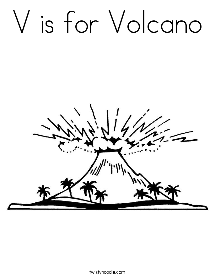 685x886 V Is For Volcano Coloring Page