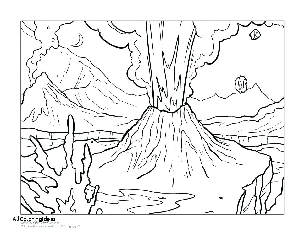 970x749 Volcano Coloring Page