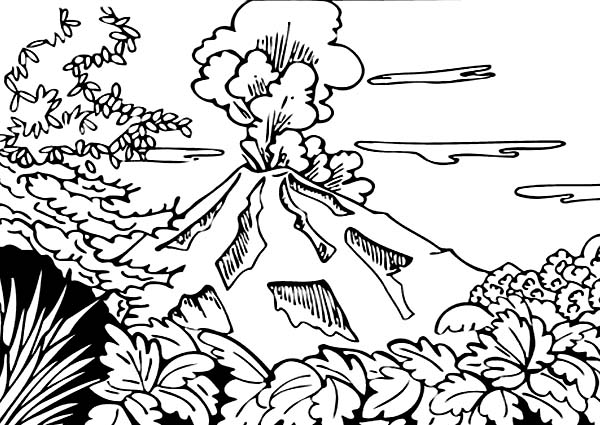 600x425 Beautiful View Of Volcano Coloring Page