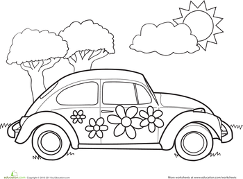 350x258 Vw Bug Coloring Page Worksheets, Vw And Camping Crafts