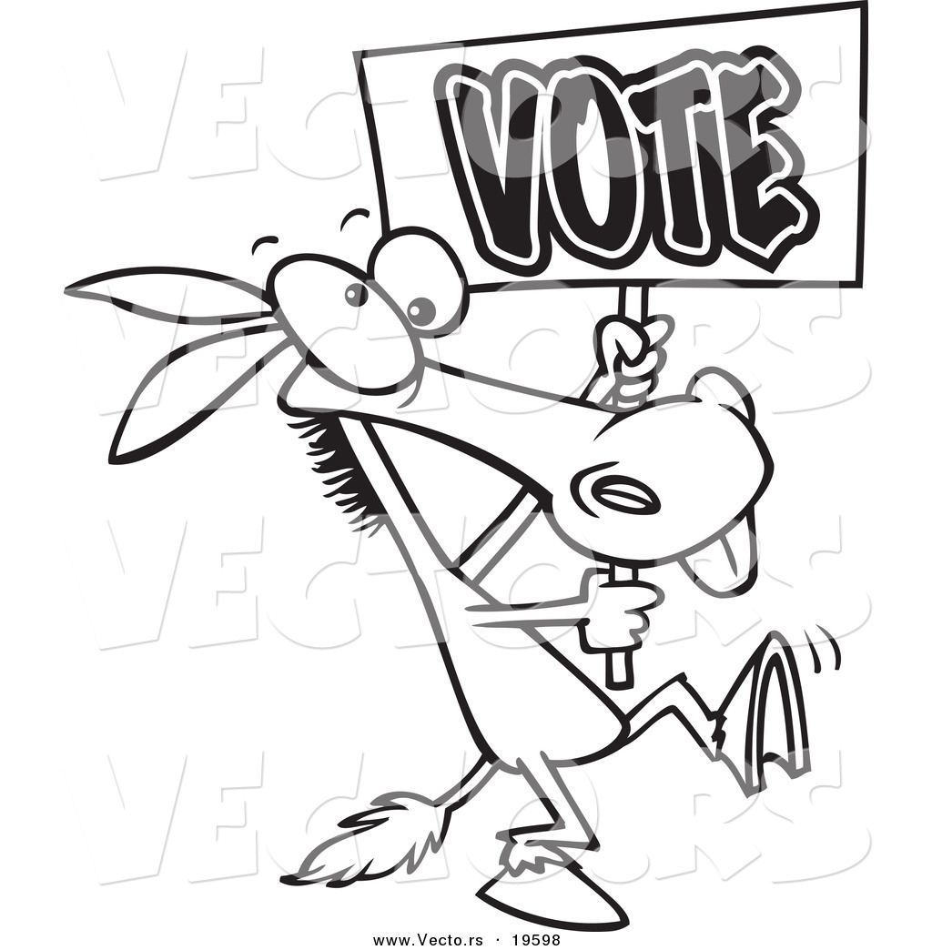 1024x1044 Vector Of A Cartoon Donkey Carrying A Vote Sign