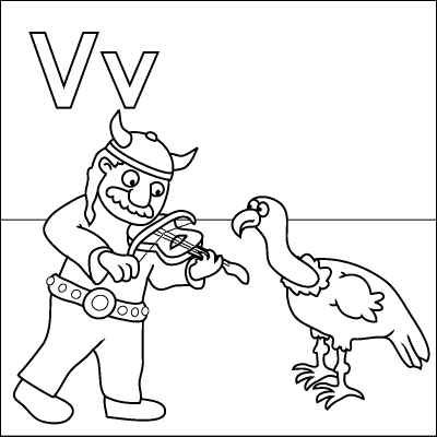 400x400 Letter V Coloring Page