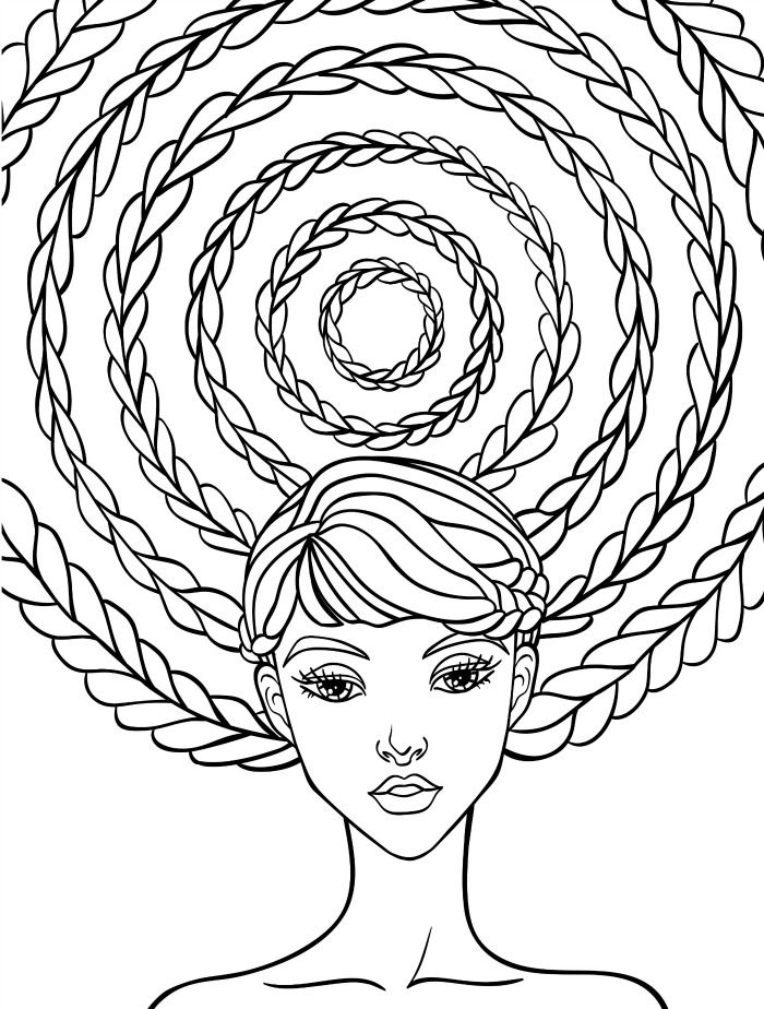 700x924 Crazy Hair Adult Coloring Pages Mandala Color Print