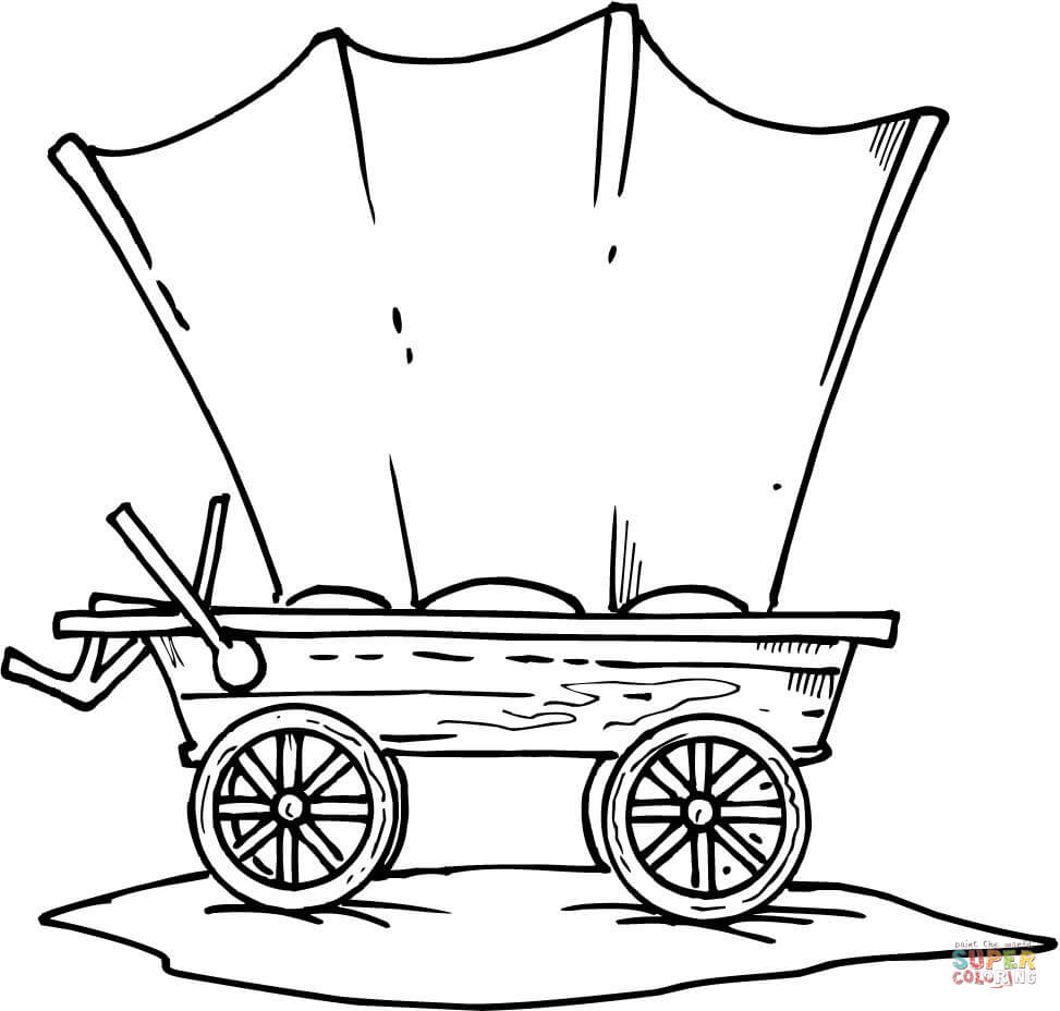 973x928 Western Wagon Coloring Page Free Printable Pages With Covered