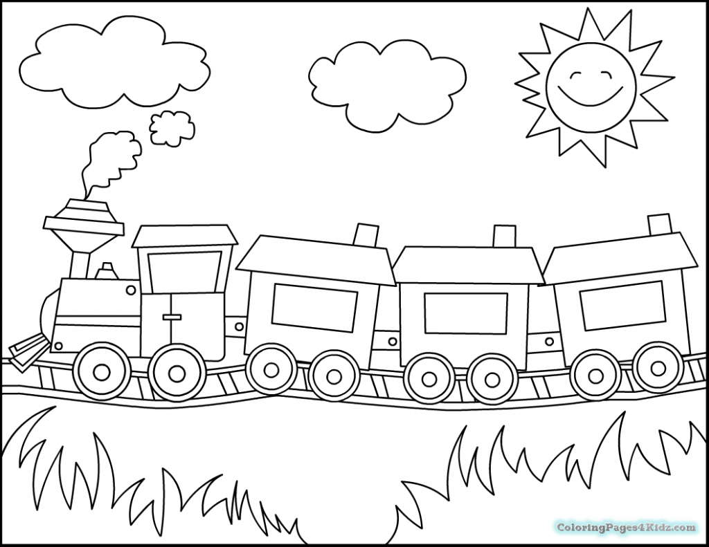 1024x791 Simple Train Coloring Page