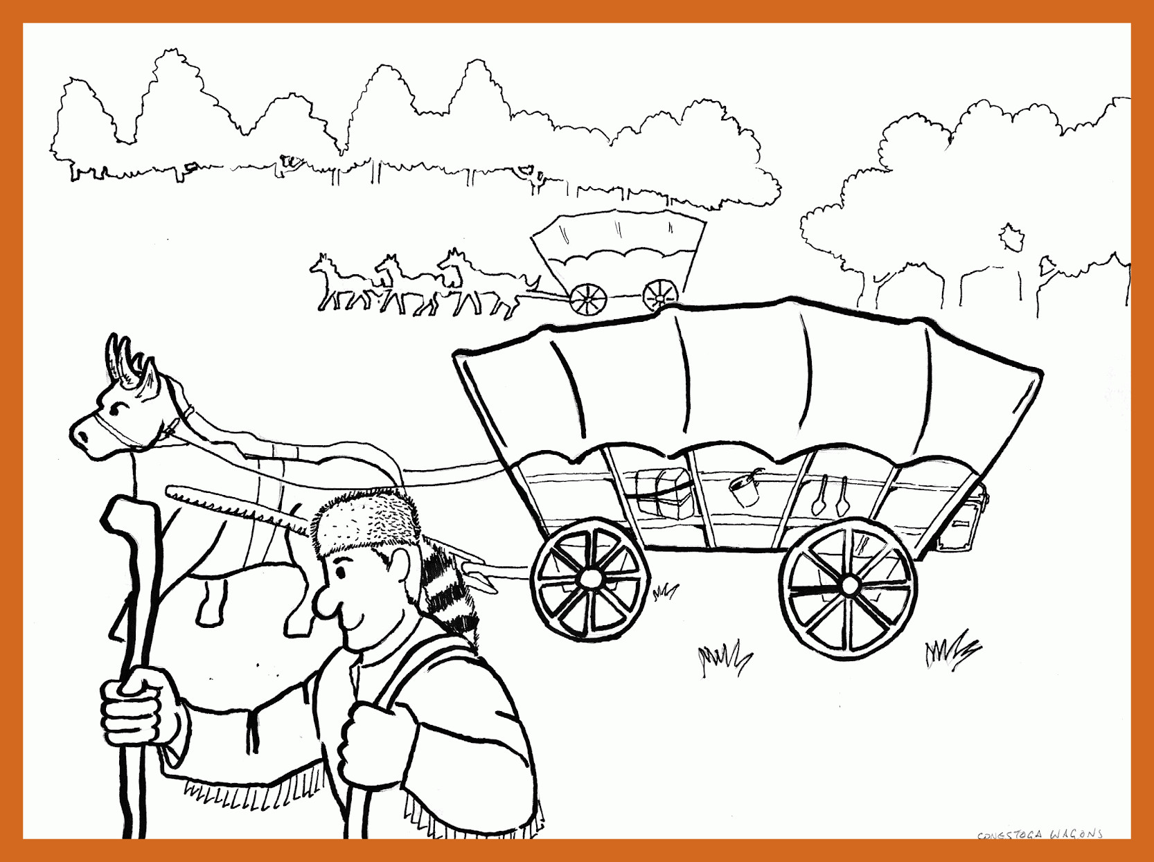 1666x1245 Covered Wagon Coloring Page Newyork Rp Com Brilliant Tixac