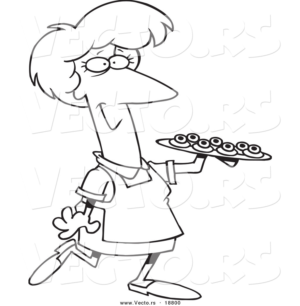 1024x1044 Vector Of A Cartoon Woman Serving Finger Foods
