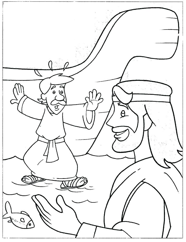 775x1008 Jesus Walks On Water Coloring Page